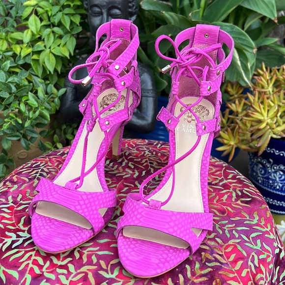 Vince Camuto Pink Orchid Strappy High Heel Summer Sandals - Picture 15 of 17